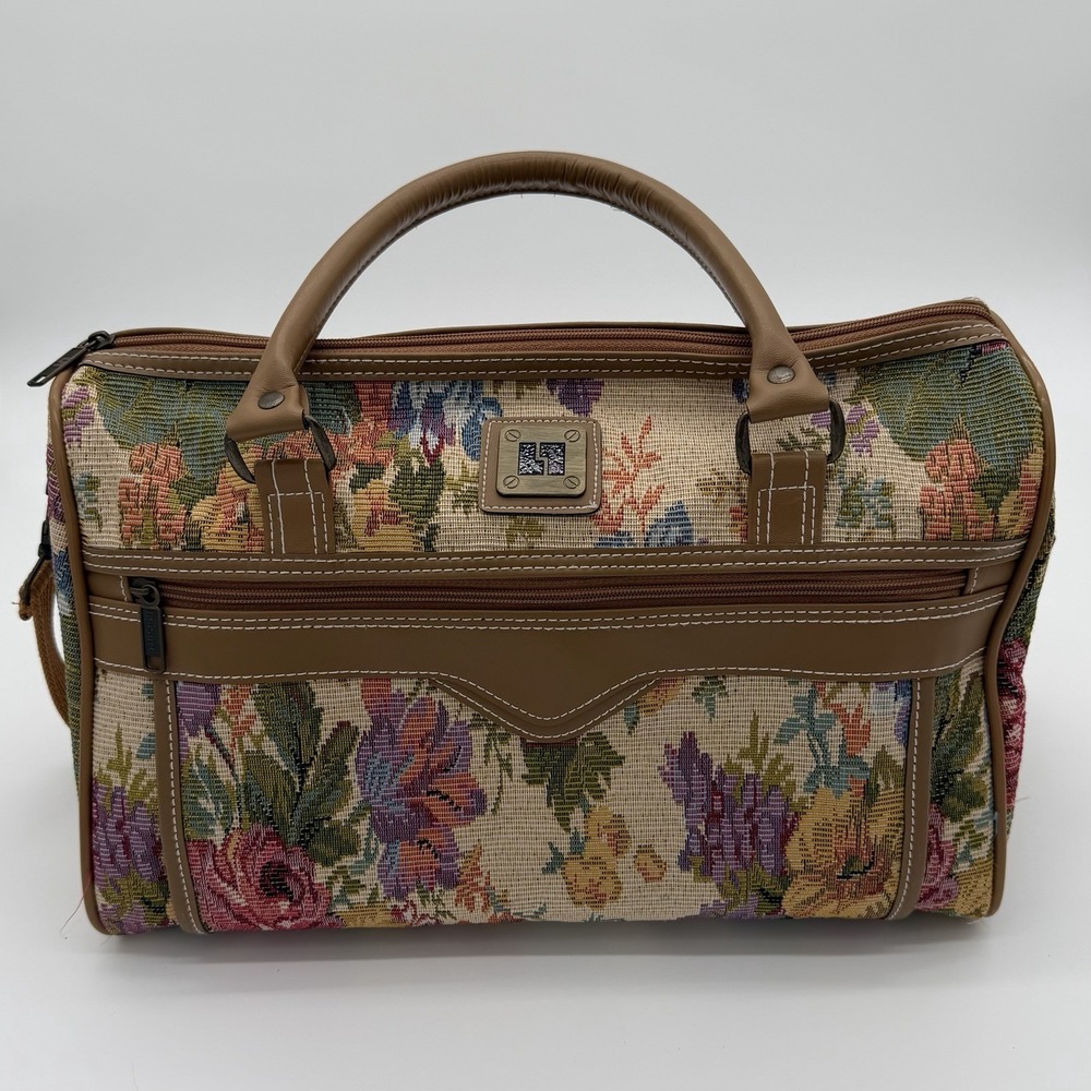 Leisure Multicolor Floral Satchel Top Handle Bag Zip Closure Adjustable Strap
